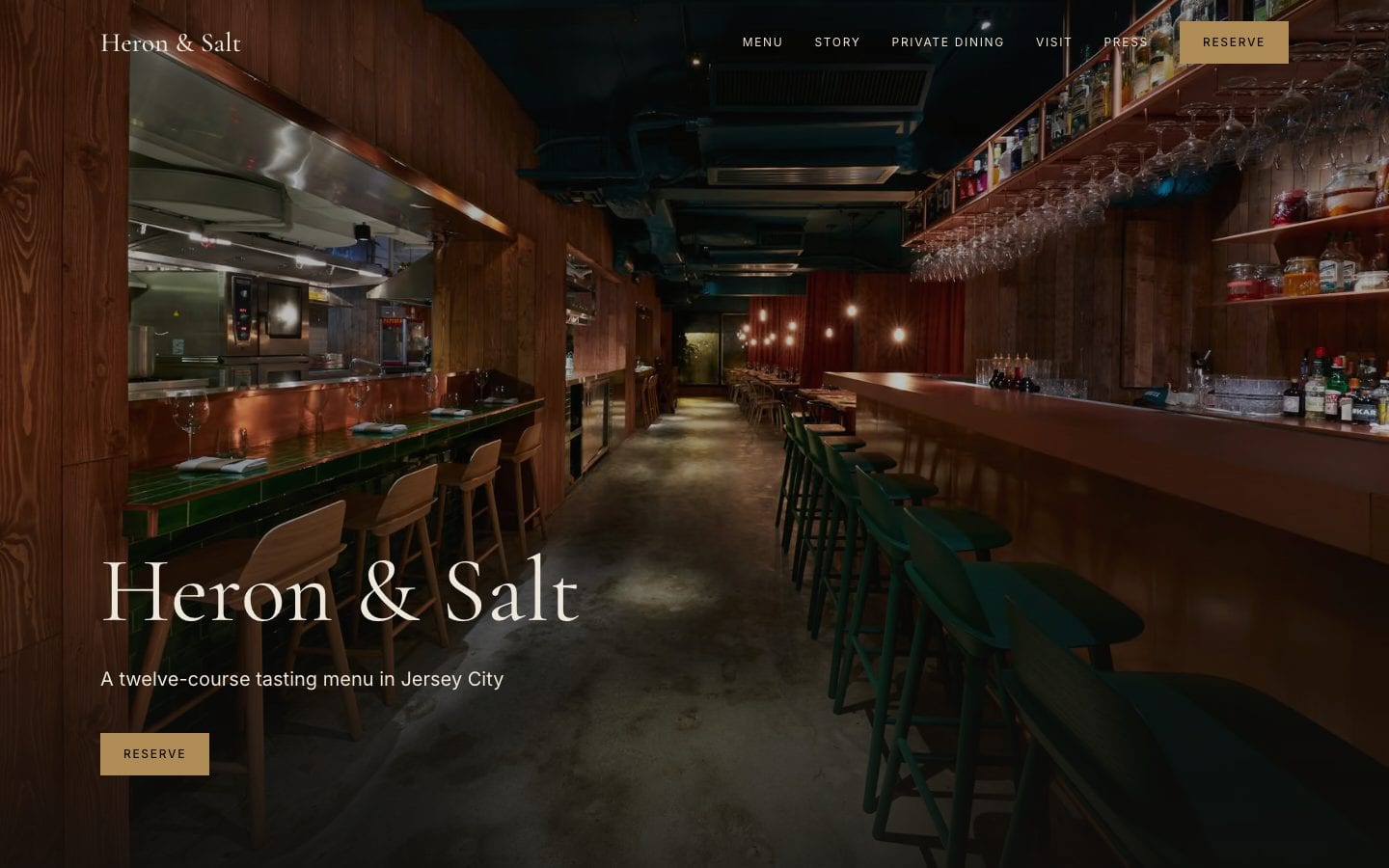 Heron & Salt, the home page, on Desktop
