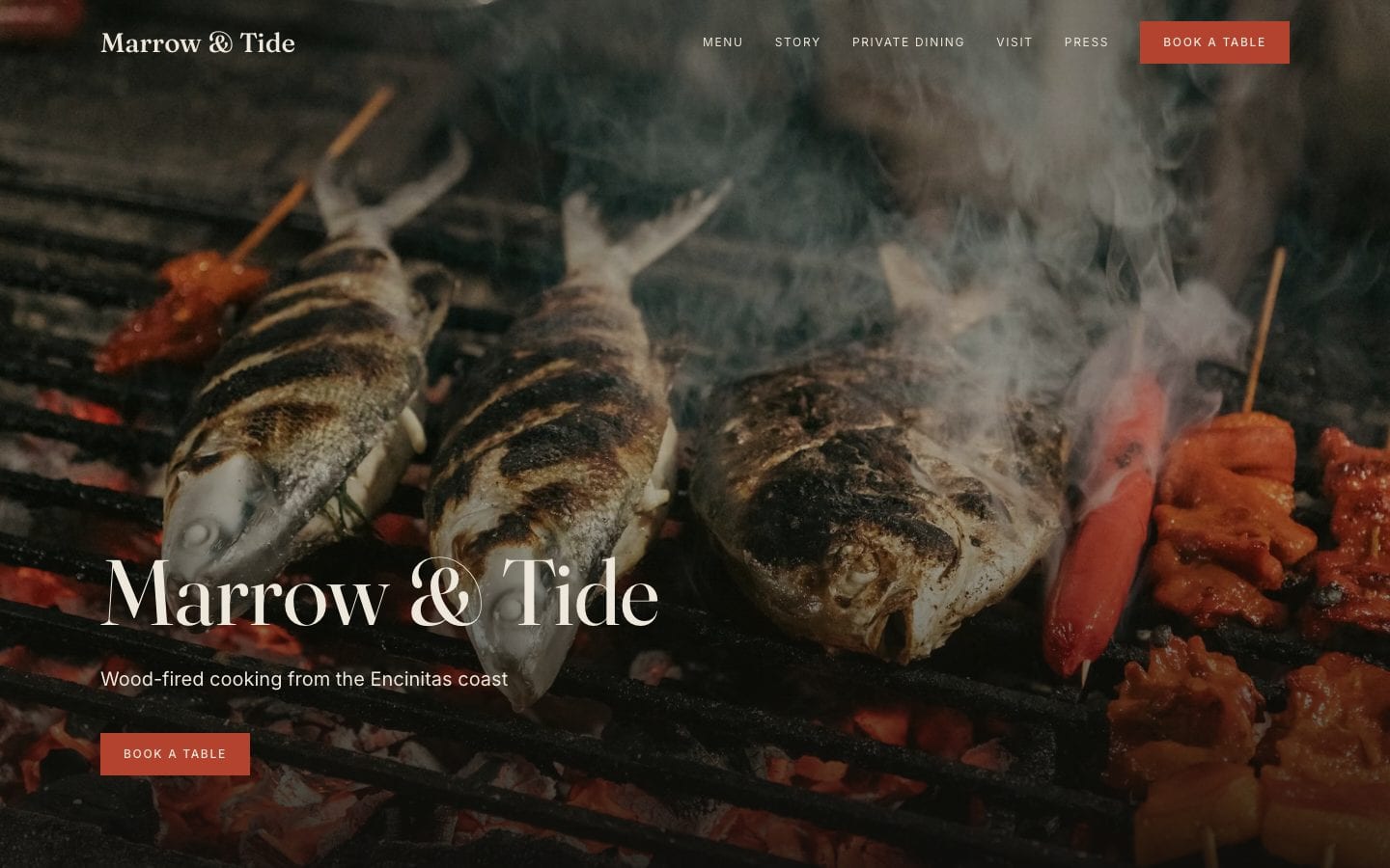 Marrow & Tide, the home page, on Desktop